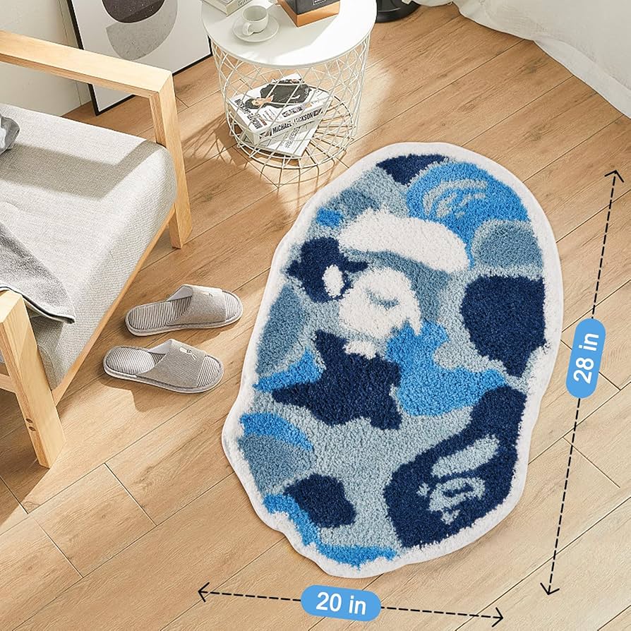 NEIGHBORHOOD BAPE NBHD RUG MAT ラグマット Black and White A Bathing Ape Area Rug, Bape Sneakerhead